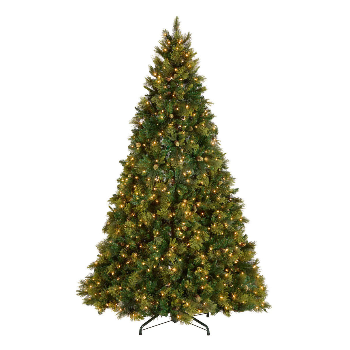 9ft Pre-Lit Carolina Pine Christmas Tree with Clear Lights & Pinecones