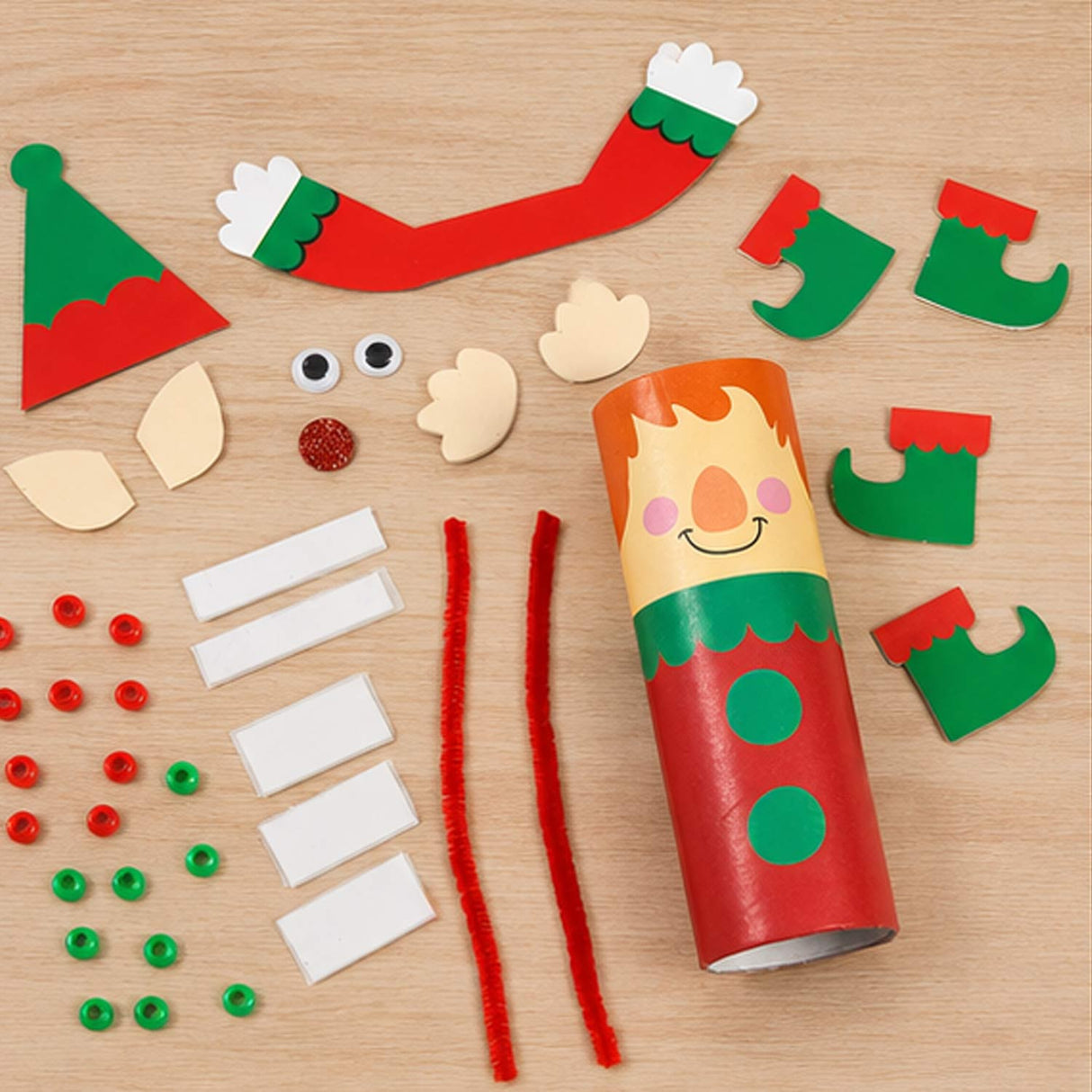 Christmas Elf Craft Tube Kit with Bead Legs Makes 12
