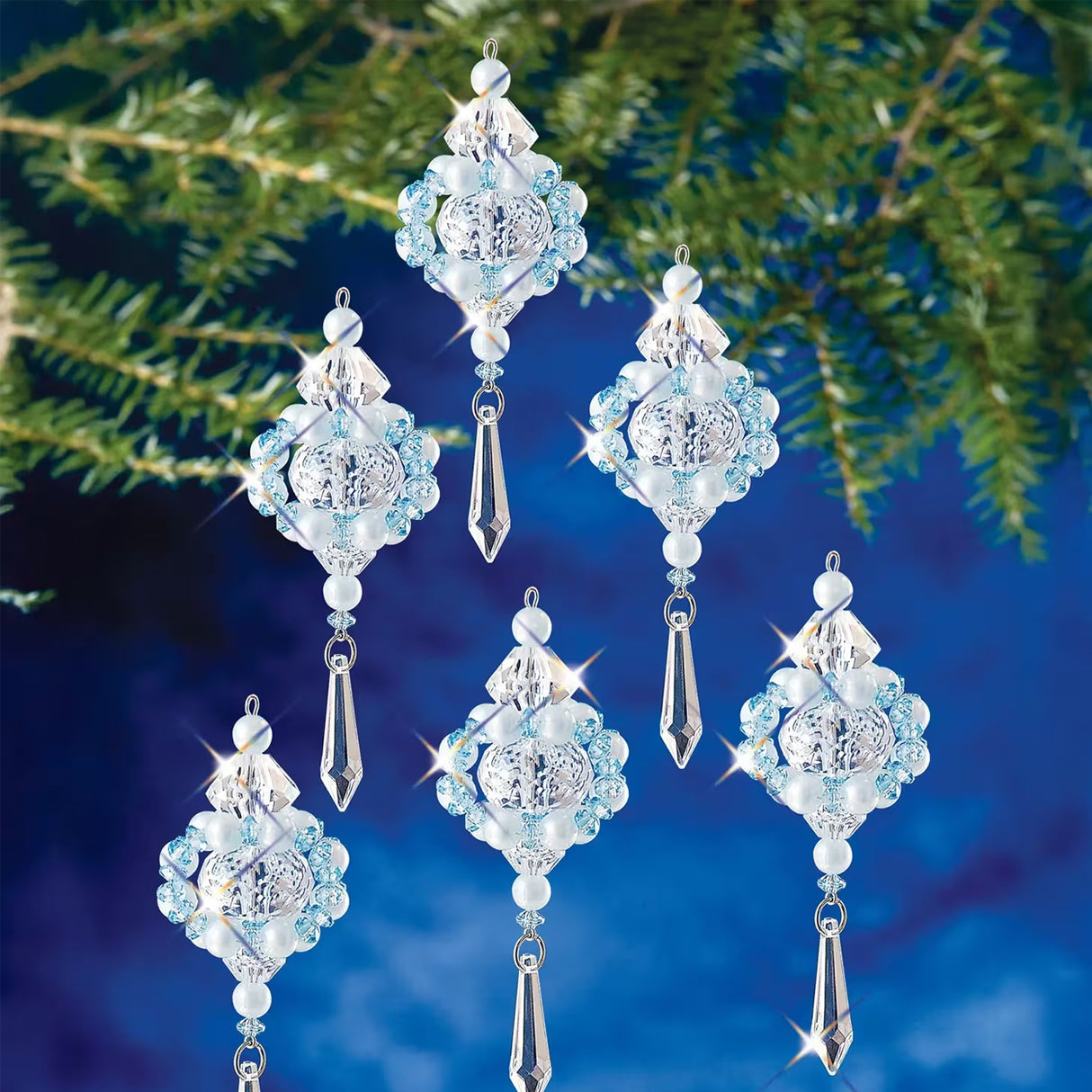 Beaded Winter Elegance Snowflake Ornament Craft Kit Makes 6