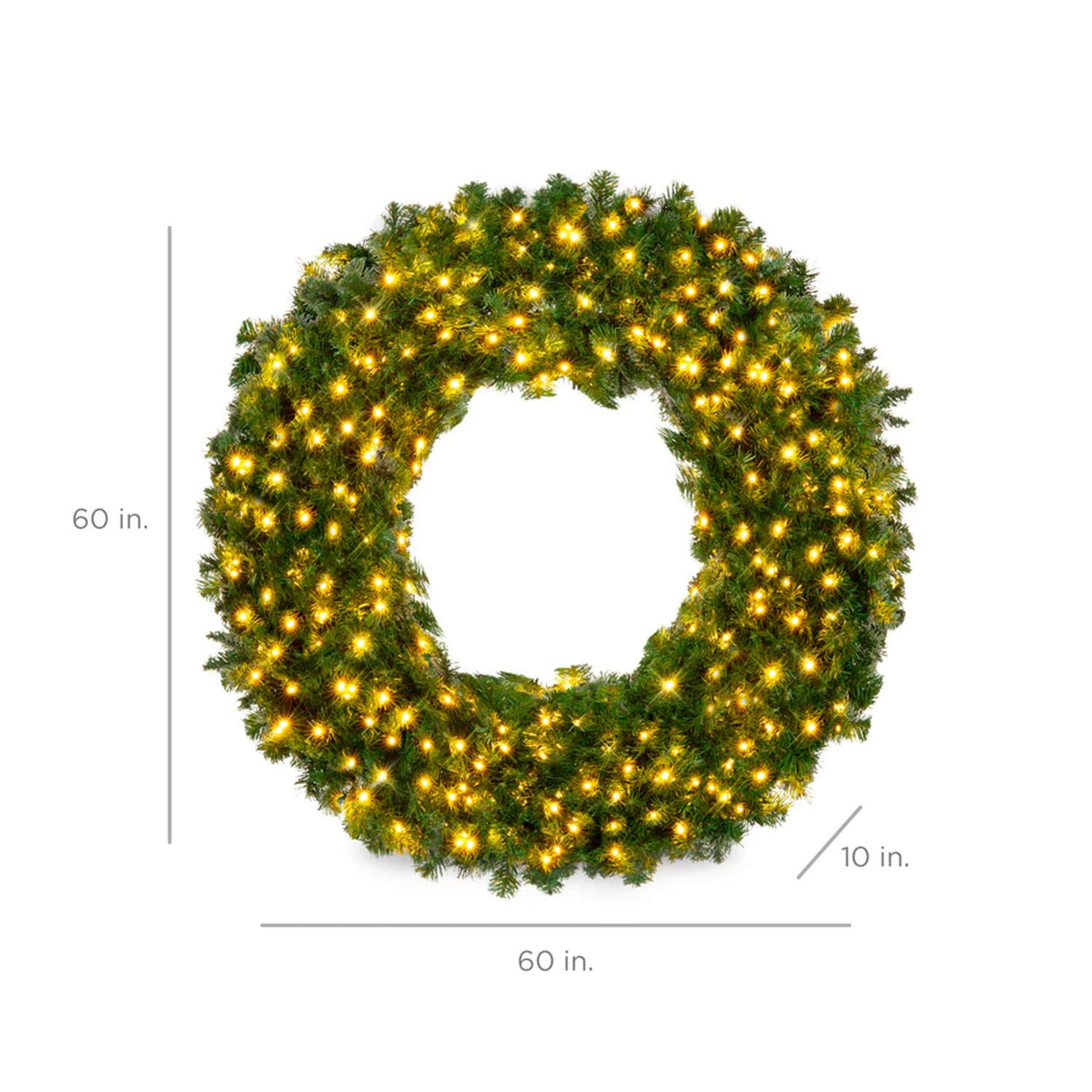 Pre Lit Artificial Fir Christmas Wreath with LED Lights Plug In PVC Tips