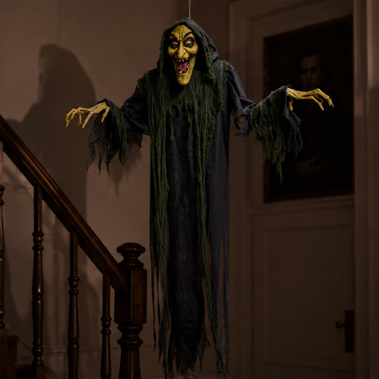 6 Ft Hanging Scary Witch Animated Prop Halloween Decoration