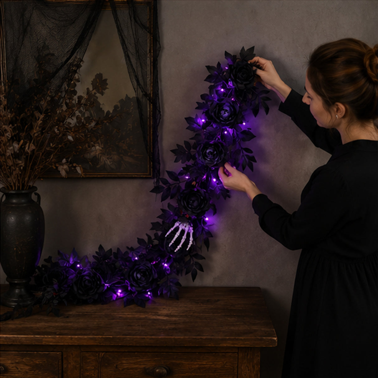 6 ft. Halloween “Bad to the Bone” Garland with LED Lights
