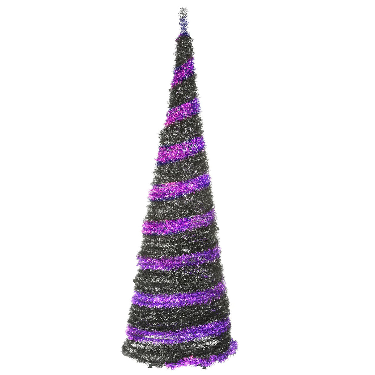 7.5 ft Pre Lit Black Halloween Tree with Orange LED Lights