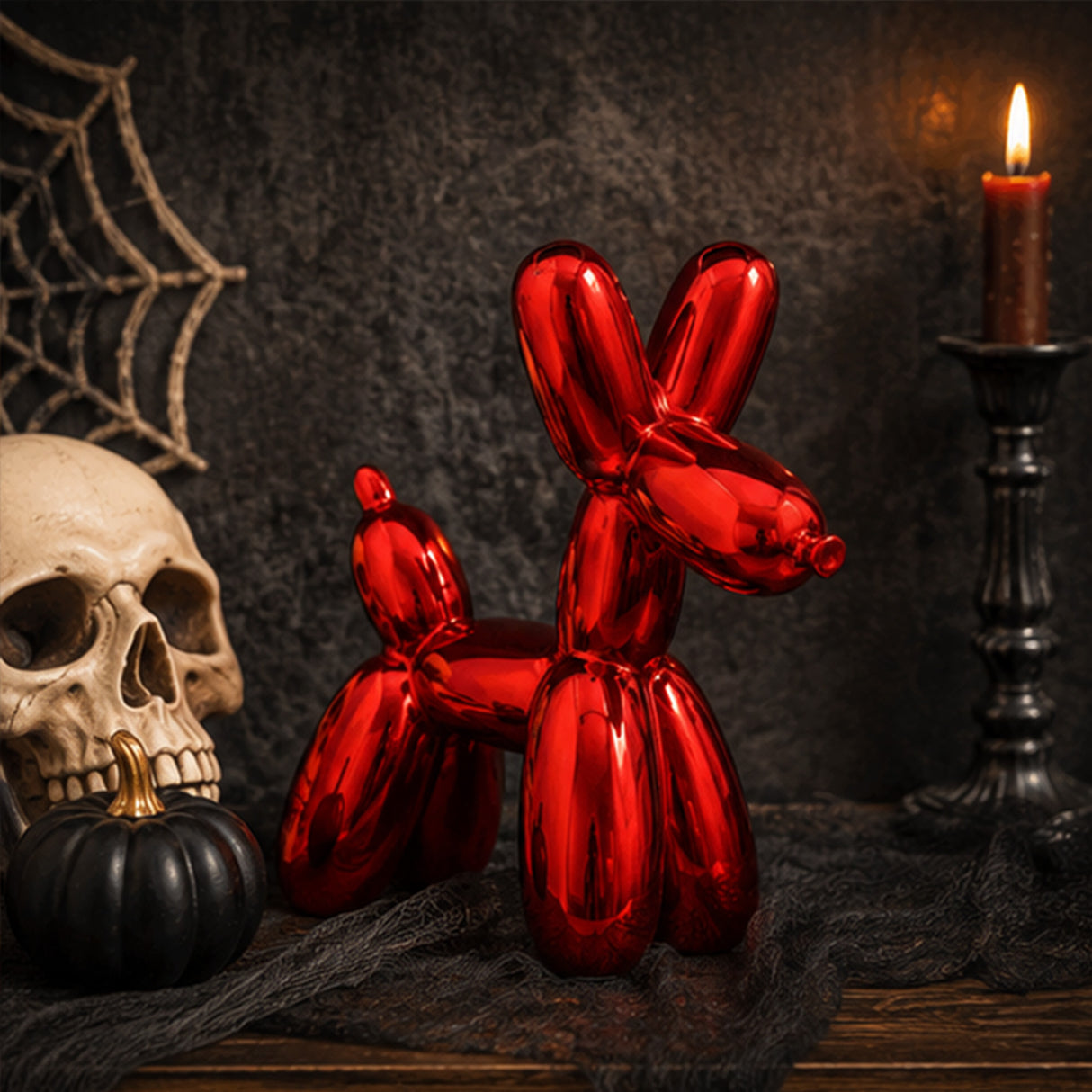 11IN Red Balloon Dog Figurine Halloween Table Decor