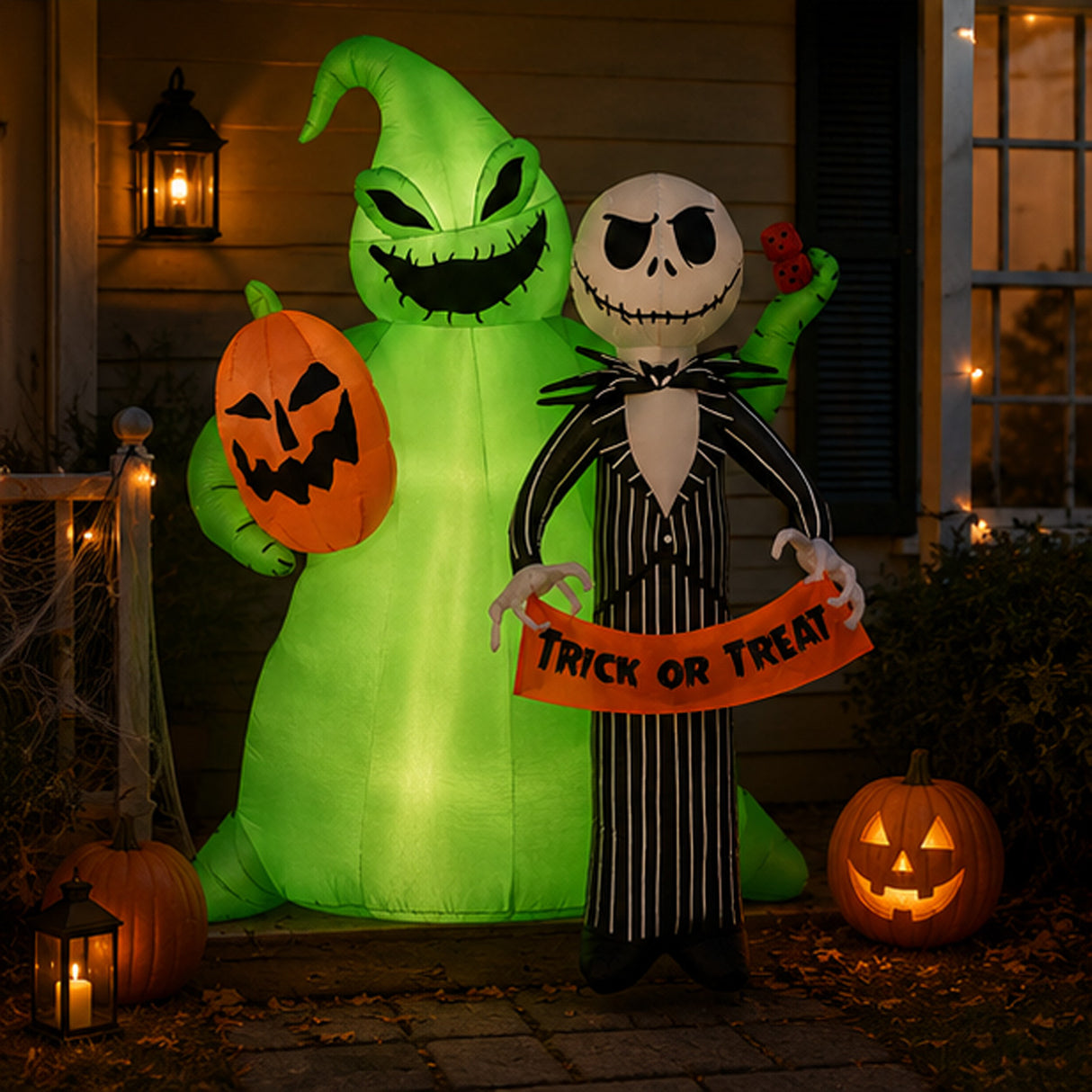 78IN Jack Skellington & Oogie Boogie Inflatable Halloween Decoration