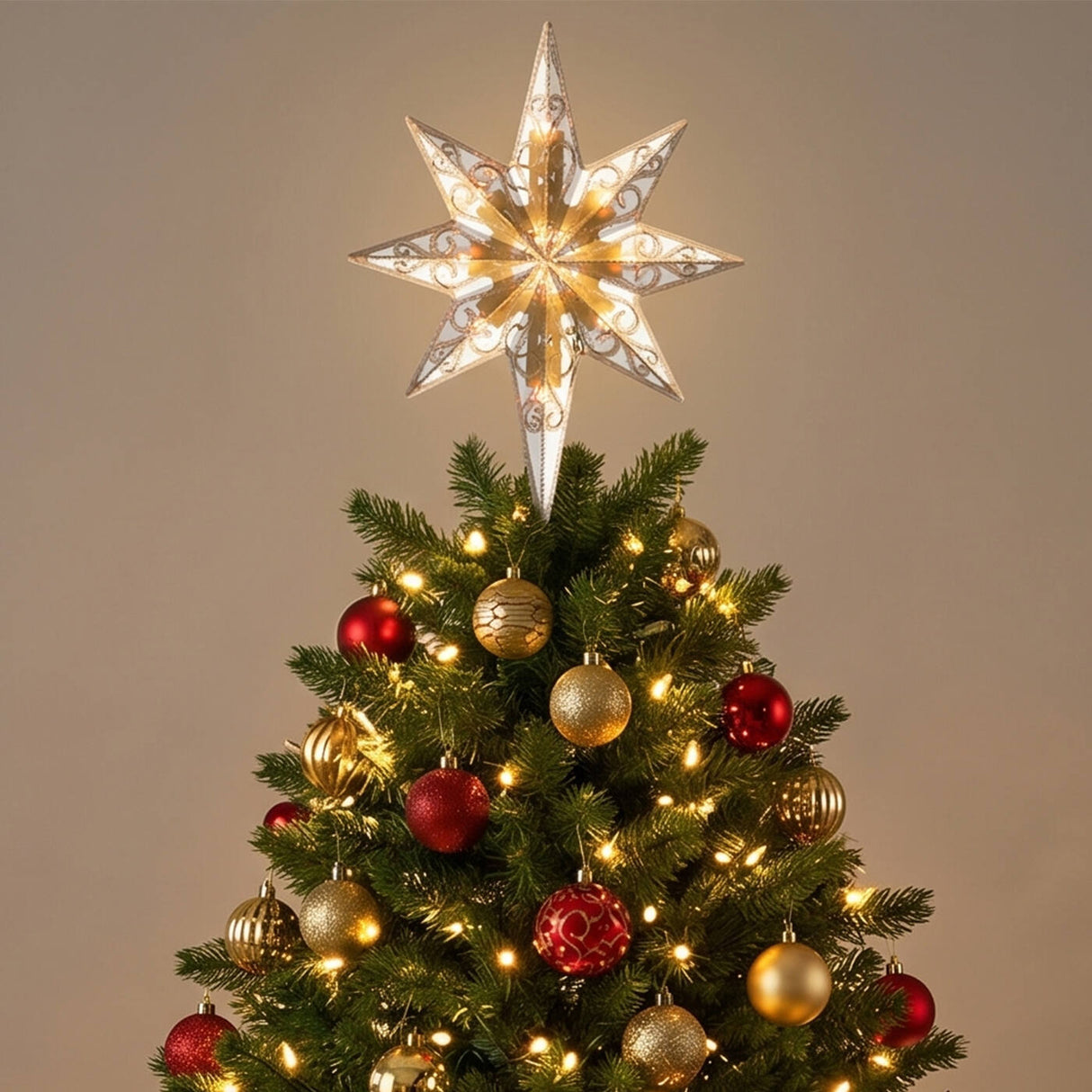 11IN Tree Top Star with Dual Color LED Lights