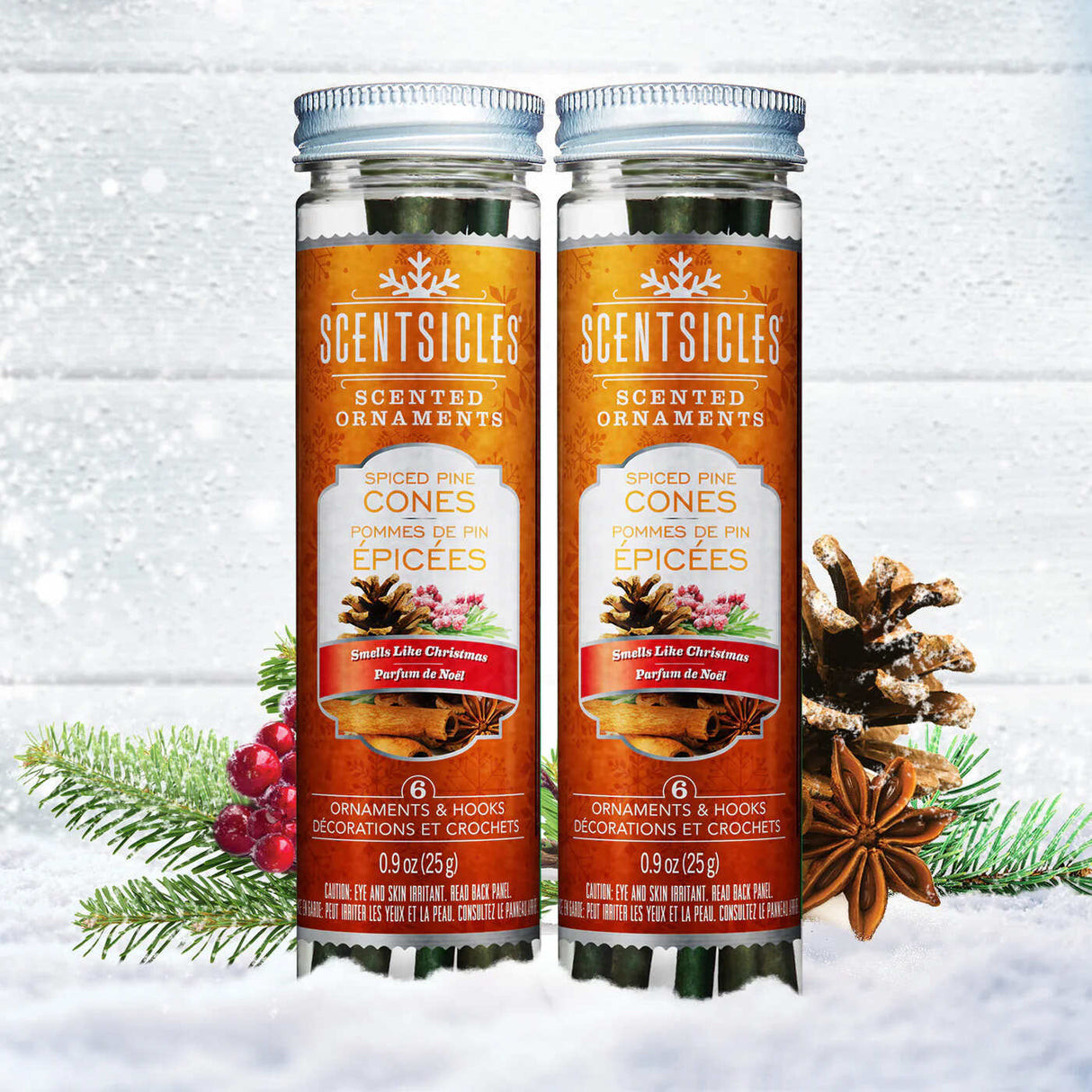 Spiced Pine Cones Scented Ornament Sticks 2 Pack