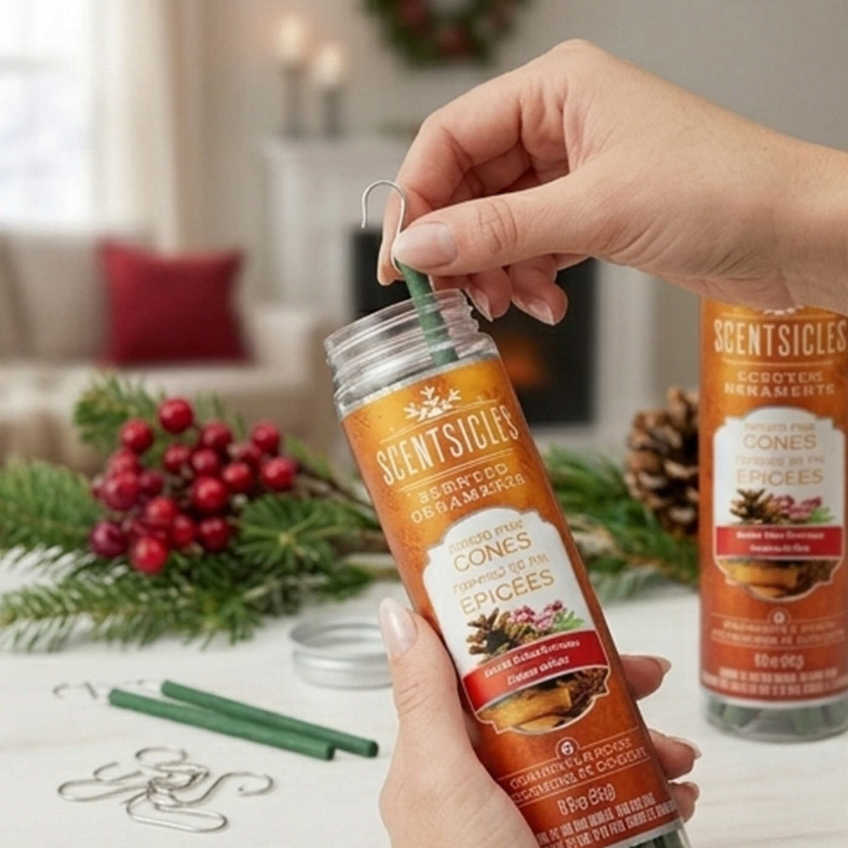 Spiced Pine Cones Scented Ornament Sticks 2 Pack