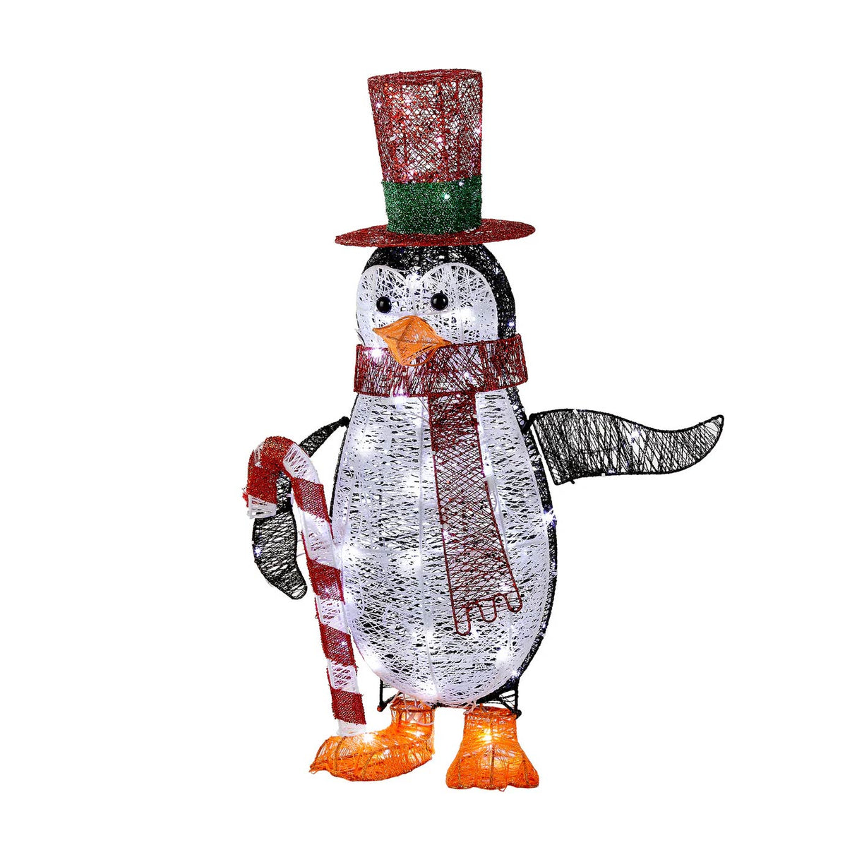36IN Pre Lit Penguin with Candy Cane LED Holiday Decor