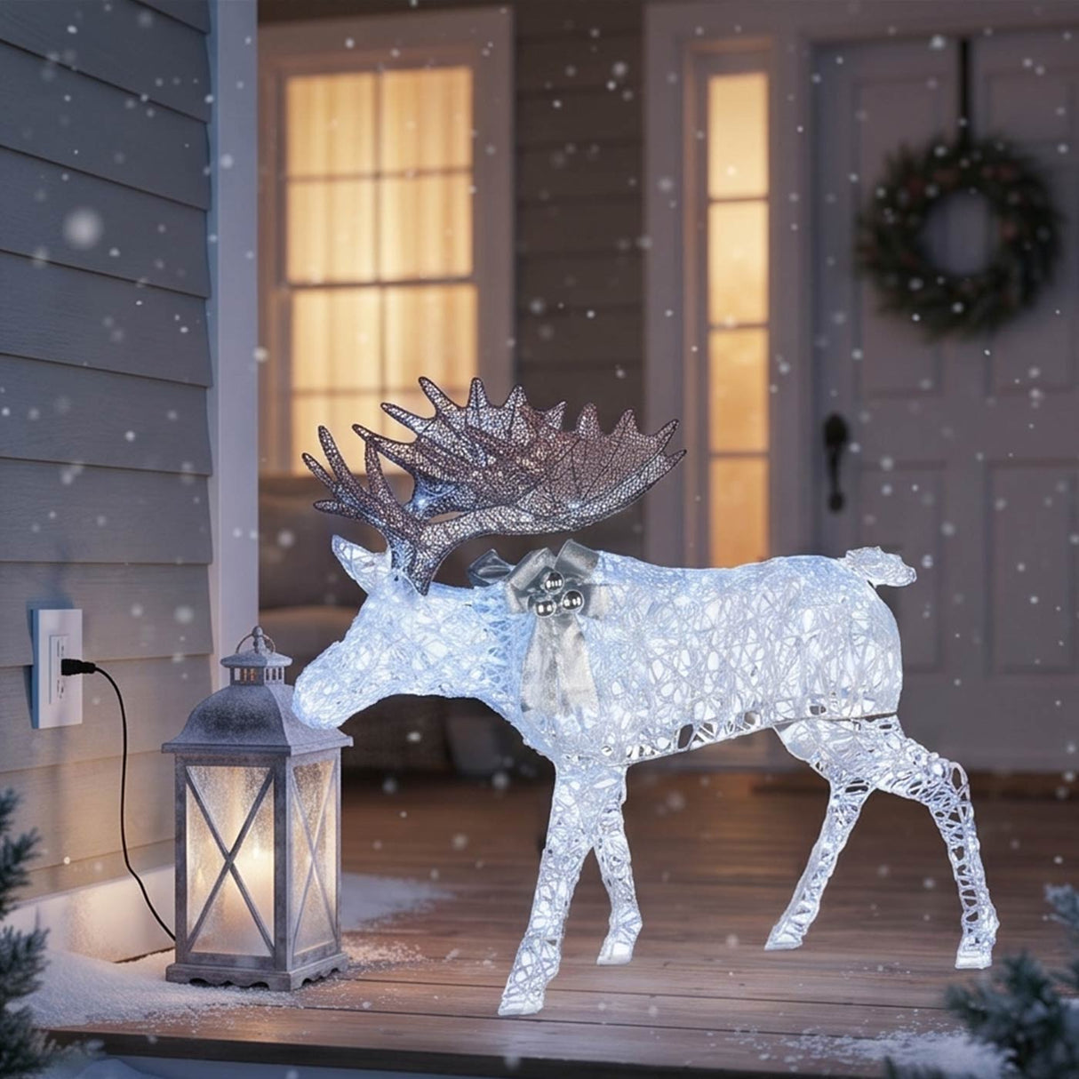 50IN Pre Lit Moose Decoration with Cool White LED Lights
