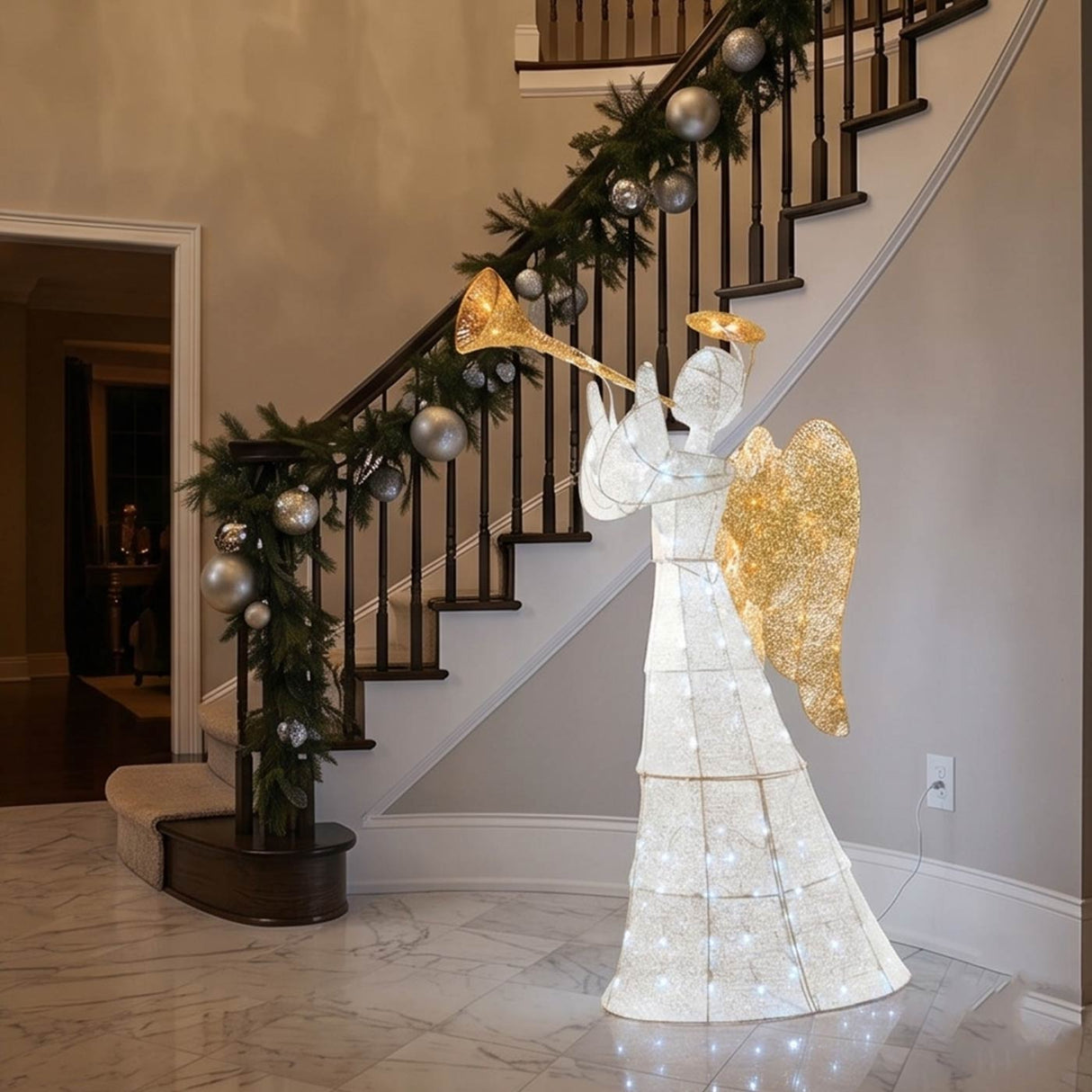 60 in. White Angel Decoration with LED Lights