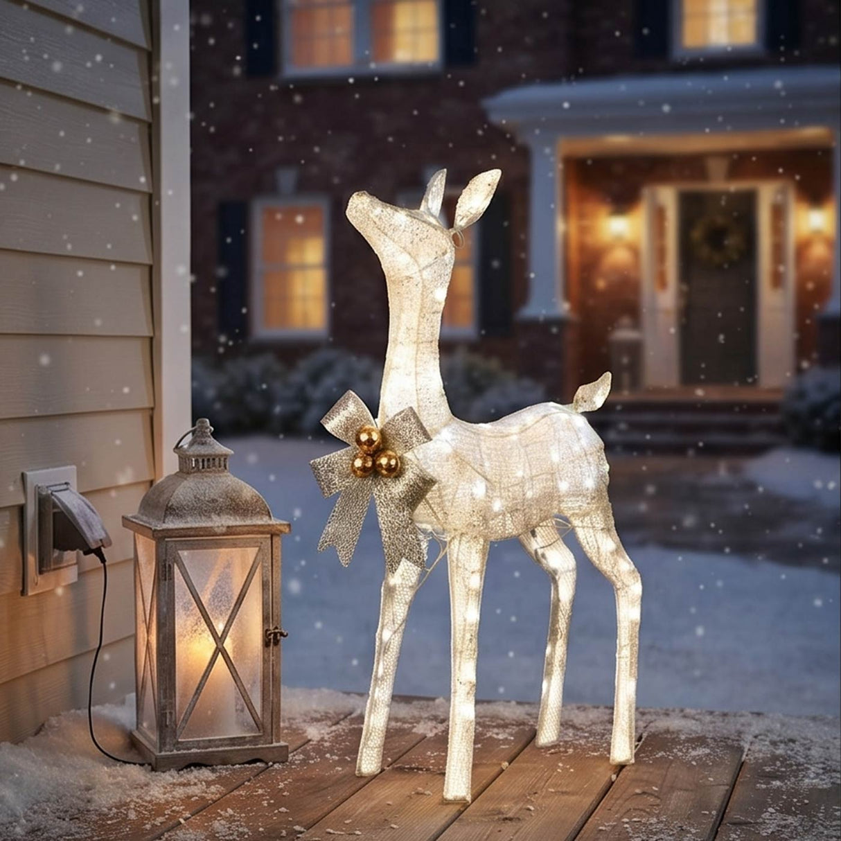 36 in. Pre-Lit Glittered Fawn Plug-In