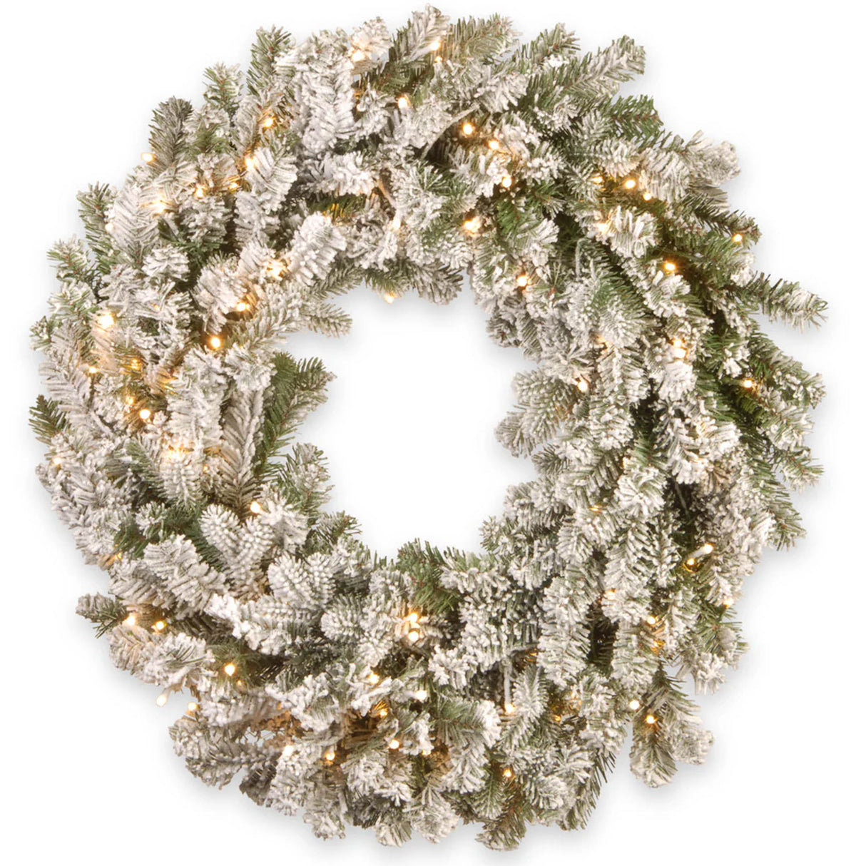 30IN Pre Lit Snowy Sheffield Spruce Wreath with Smart Twinkly LED Lights