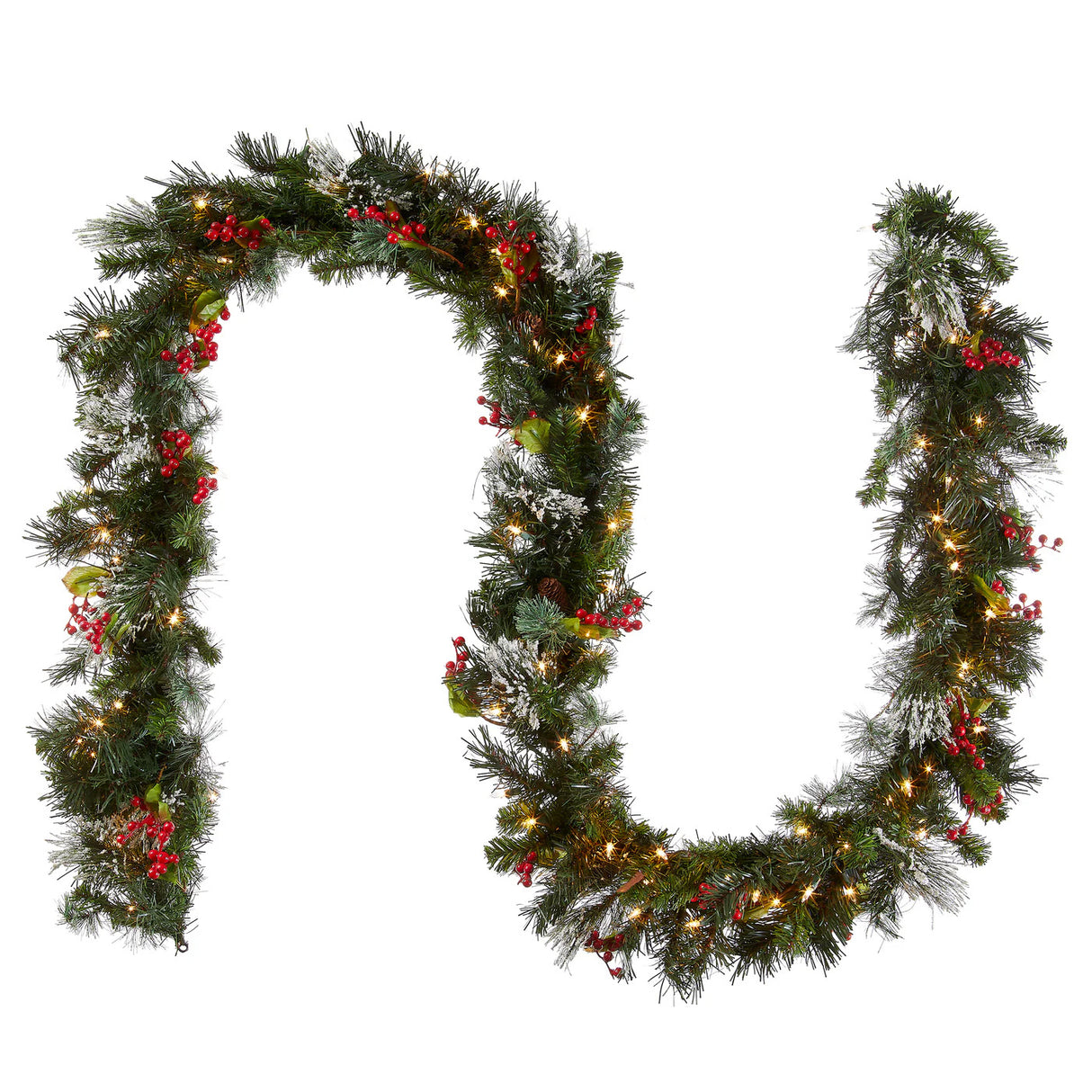 9FT Pre-Lit Wintry Pine Garland with Clear Lights