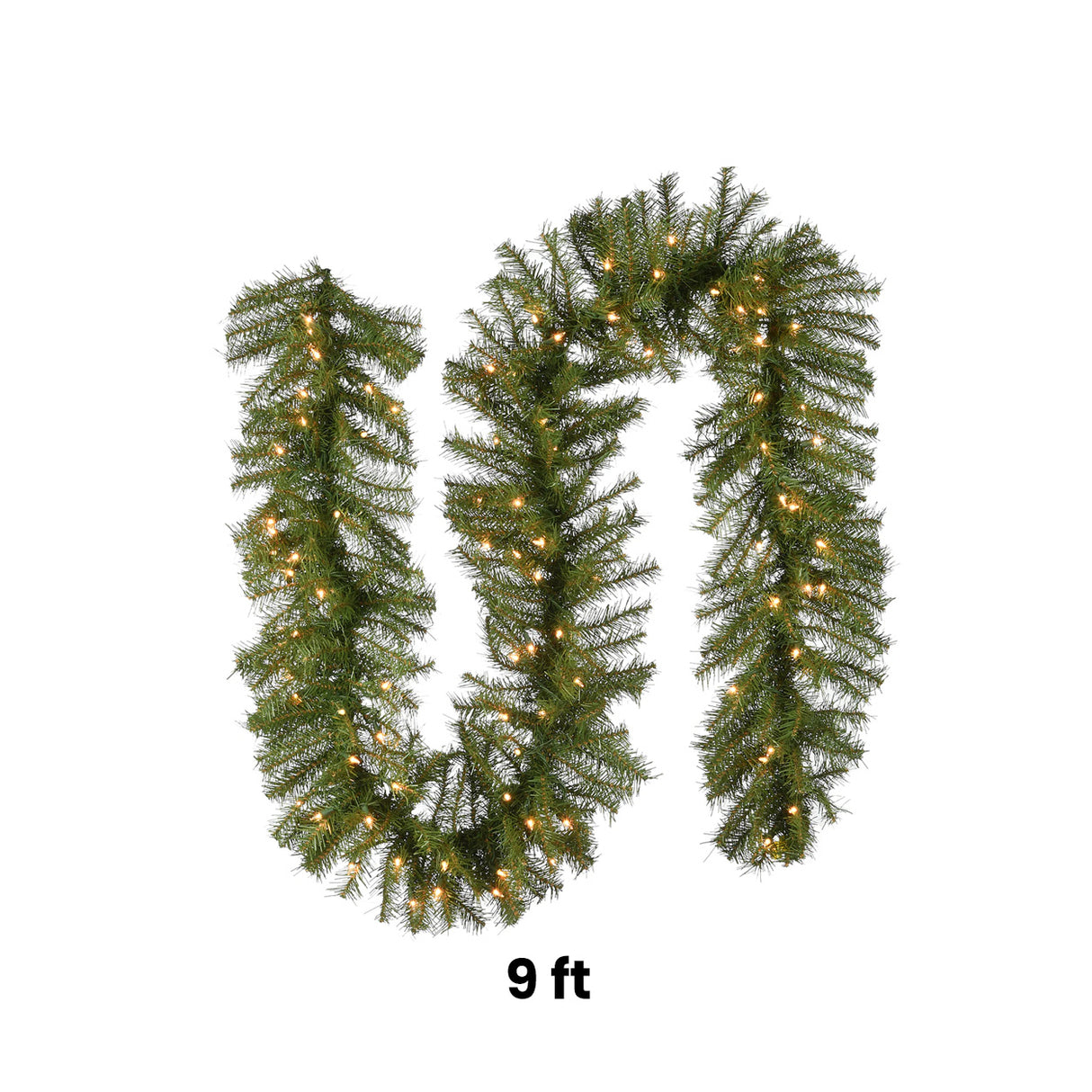 Pre-Lit Norwood Fir Garland with Clear Lights, 9 Foot (12 Diameter, Plug-In)