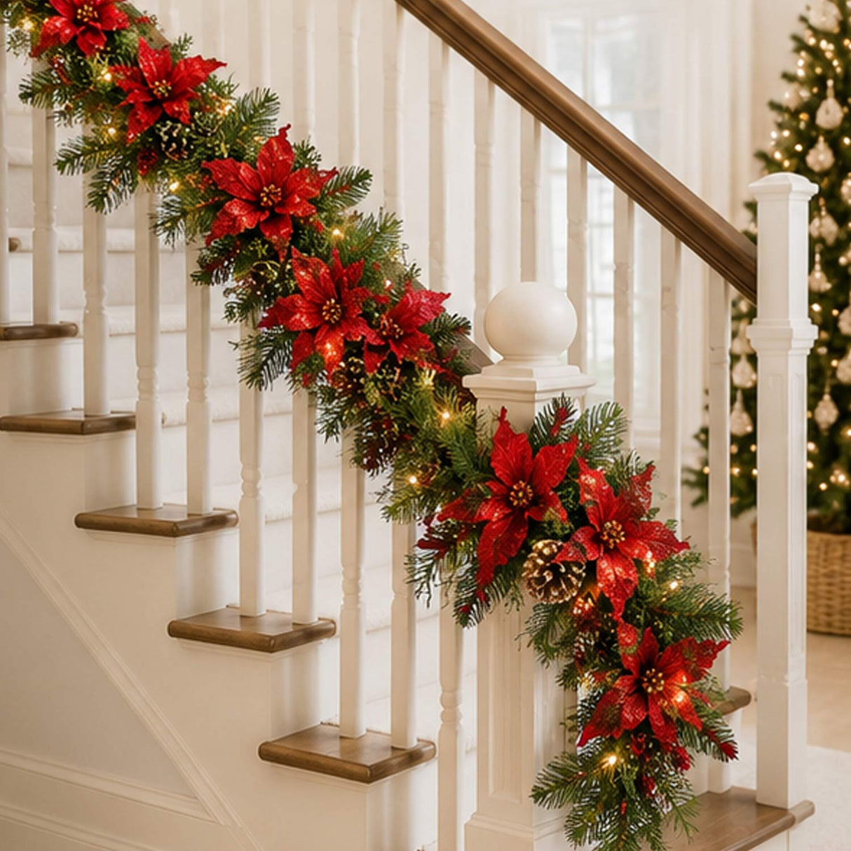 Pre-Lit Decorative Collection Garland with Clear Lights, 9 Foot