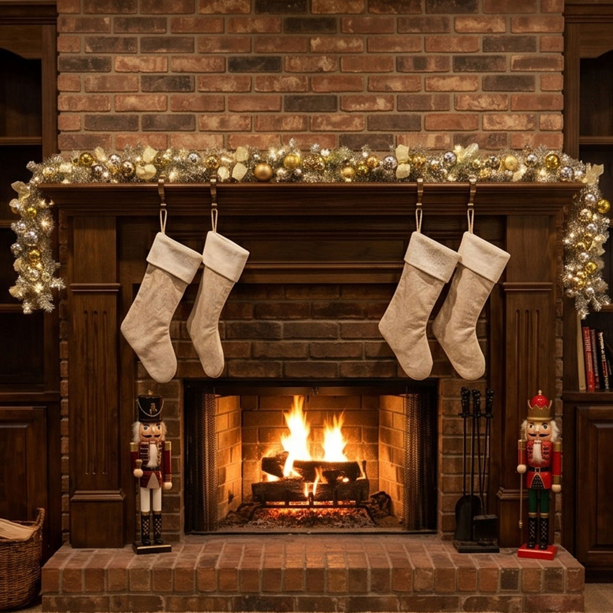 Pre-Lit Gold & Silver Ornament Metallic Christmas Garland with Warm White LED Lights, 9 Foot