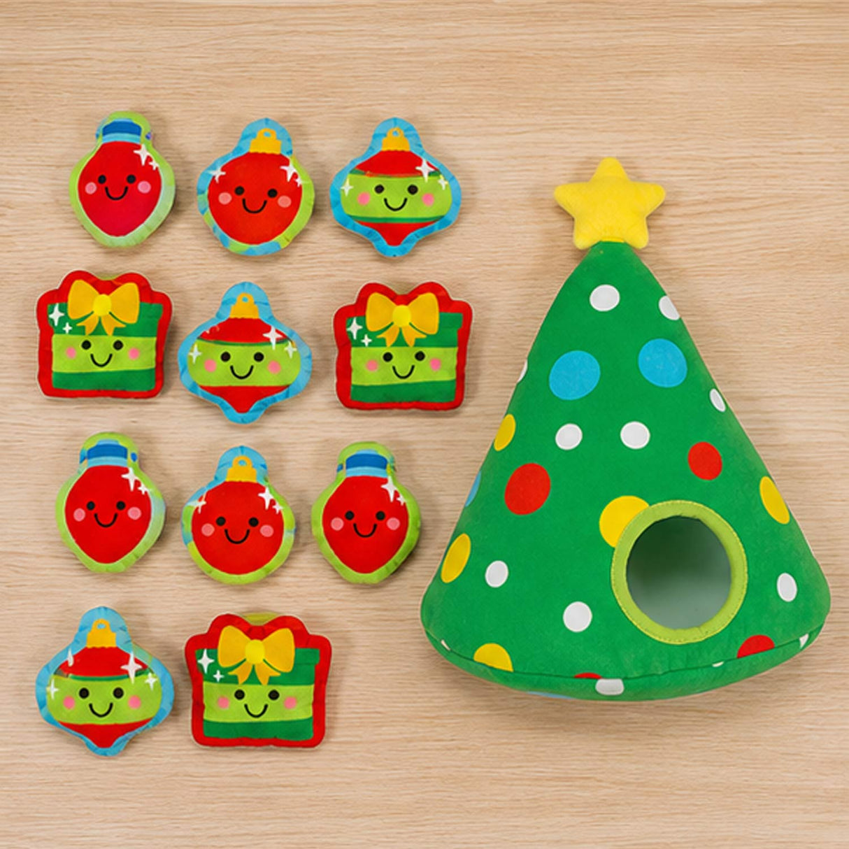 13 Pc Christmas Tree with Stuffed Peekaboo Plush Ornaments Set
