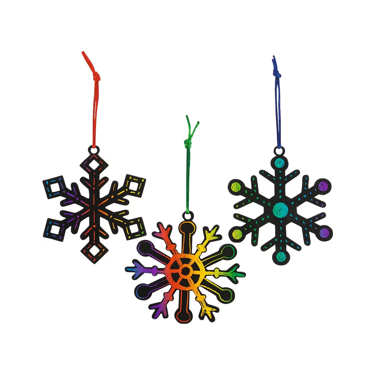 Magic Color Scratch Snowflake Cardstock Christmas Ornaments 24 Pack Craft Kit