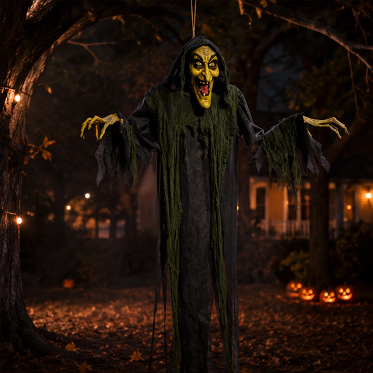 6 Ft Hanging Scary Witch Animated Prop Halloween Decoration