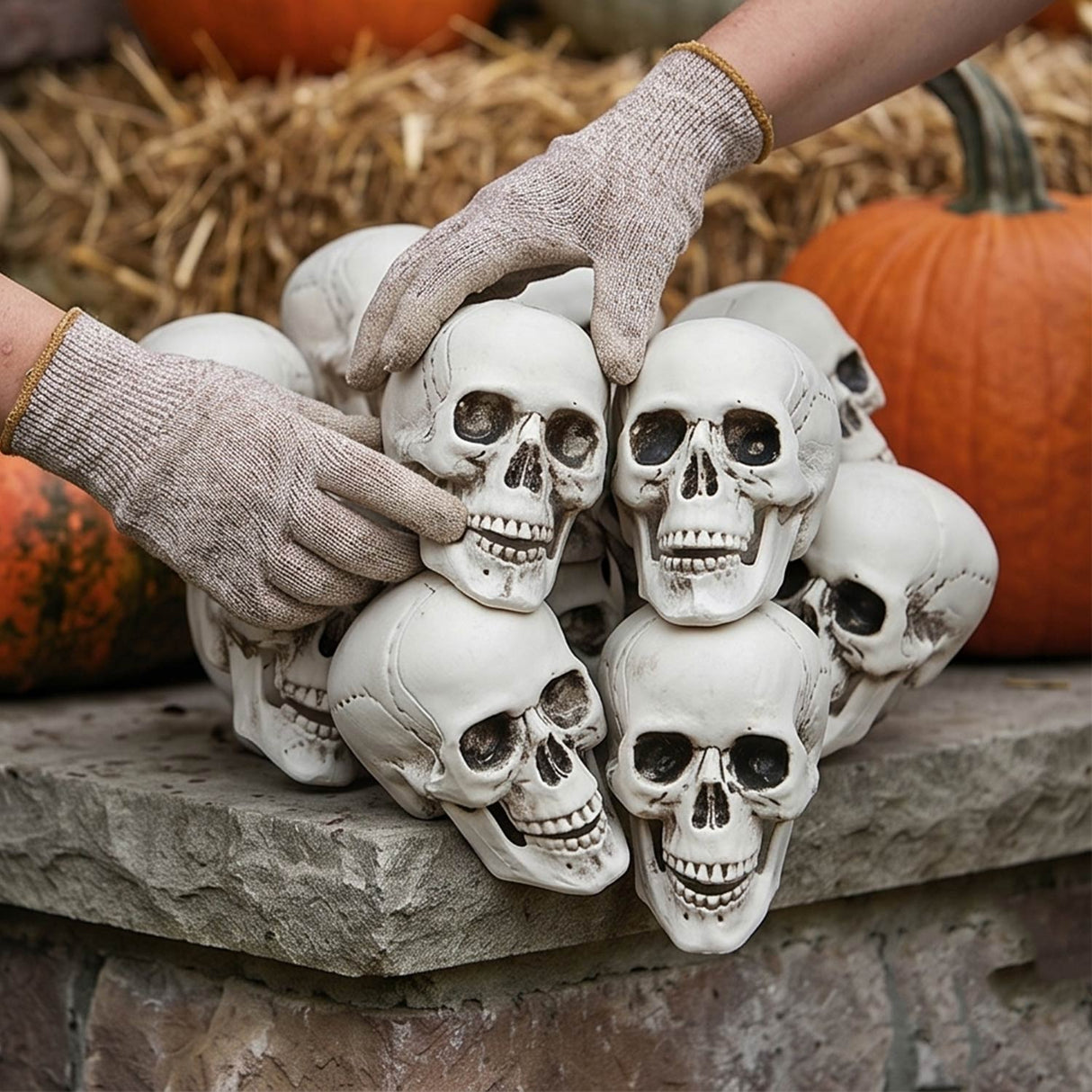Bag of Skulls Halloween Decorations – 12 Pc Set