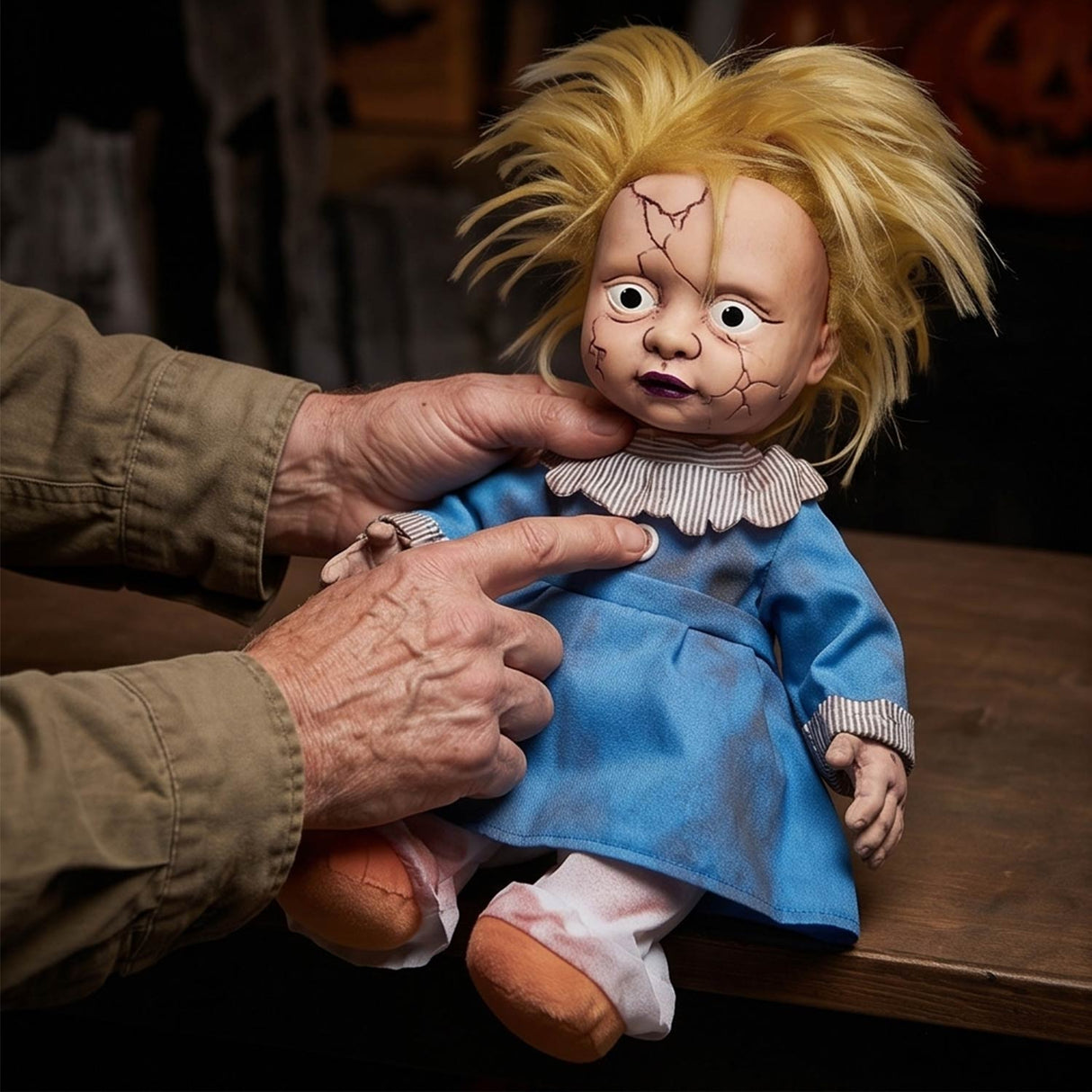 11" Creepy Kicking Girl Doll Animated Prop Halloween Decoration