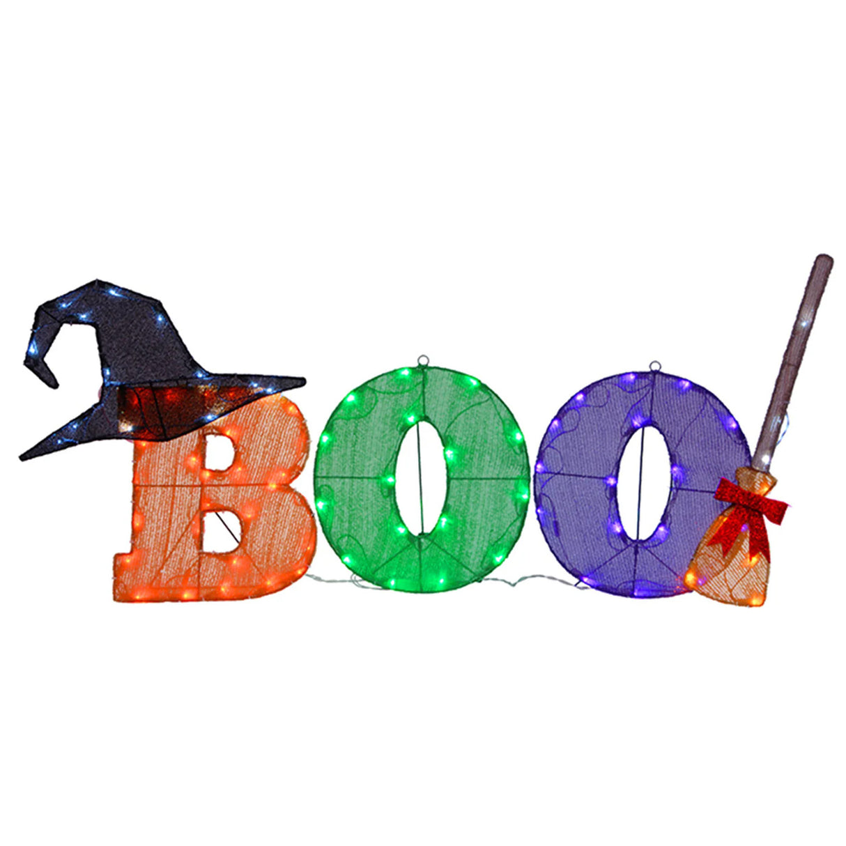 Halloween Pre-Lit BOO Light Up Sign Outdoor Decoration with LED Lights (Plug-In)