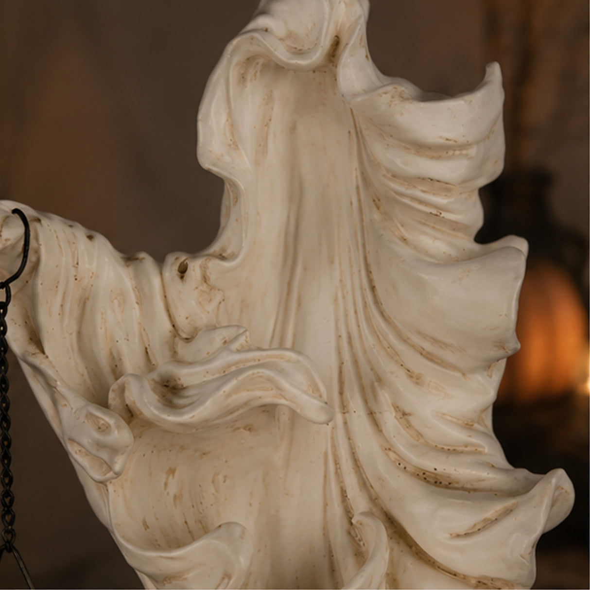 14 in. Halloween Ghost with Lantern Holds One Candle Tabletop Decoration