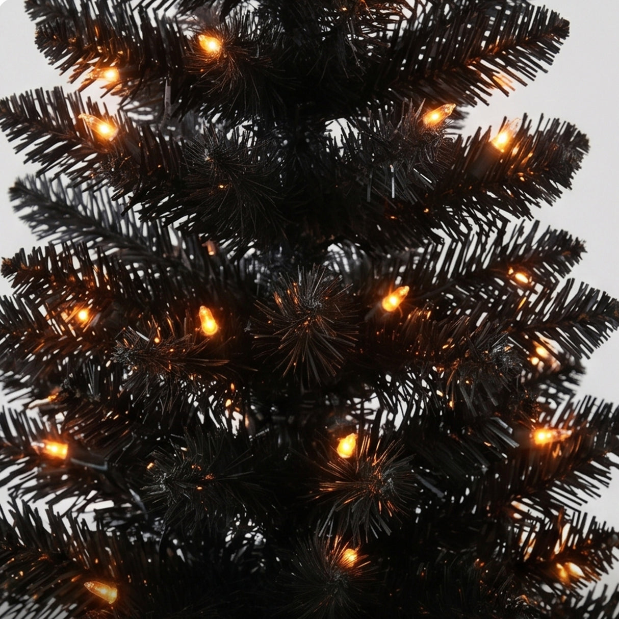 6 ft Halloween Pre-Lit Black Half Tree with LED Lights Pumpkin Base (Plug-In)