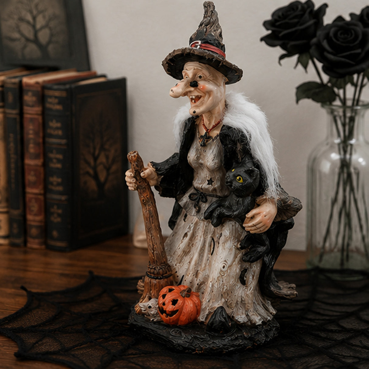 18IN Halloween Witch Holding Black Cane Table Decoration
