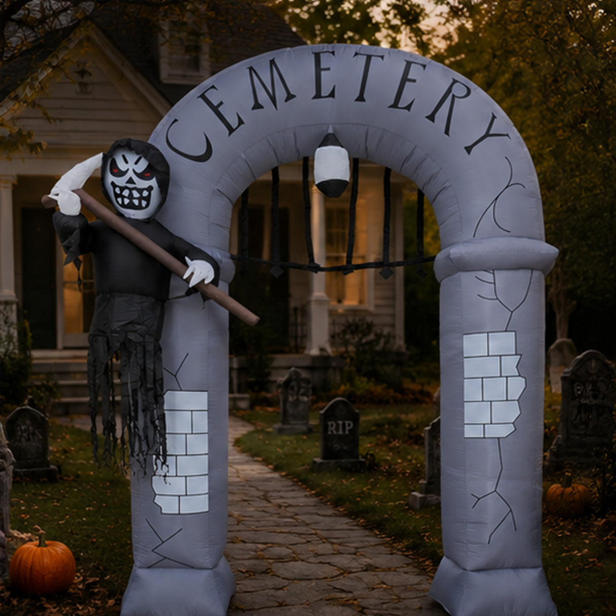 12 ft. Halloween Ghost Arch Inflatable Decoration with LED Lights, Plug-In