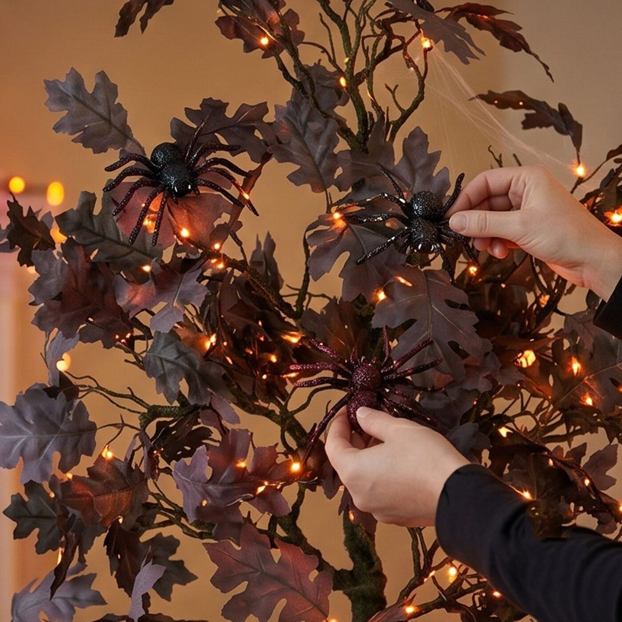 4 ft. Halloween Black Oak Tree in a Black Urn Base