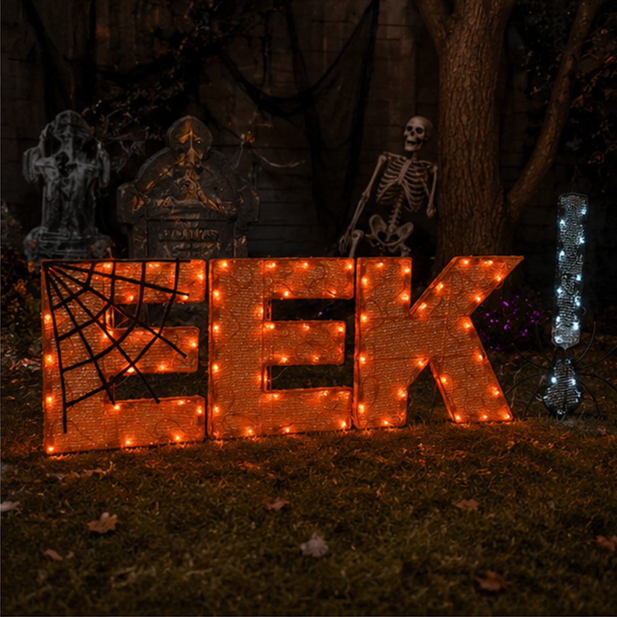 50 in. Halloween Pre-Lit “EEK!” Outdoor Sign with LED Lights Plug-In