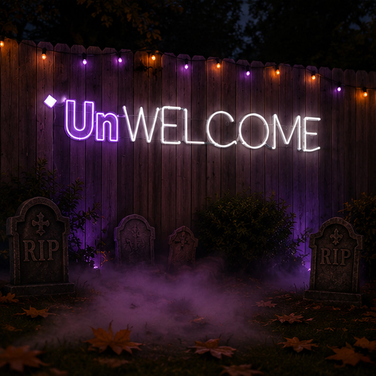 50 in 2D Neon UnWELCOME LED Halloween Sign Plug In