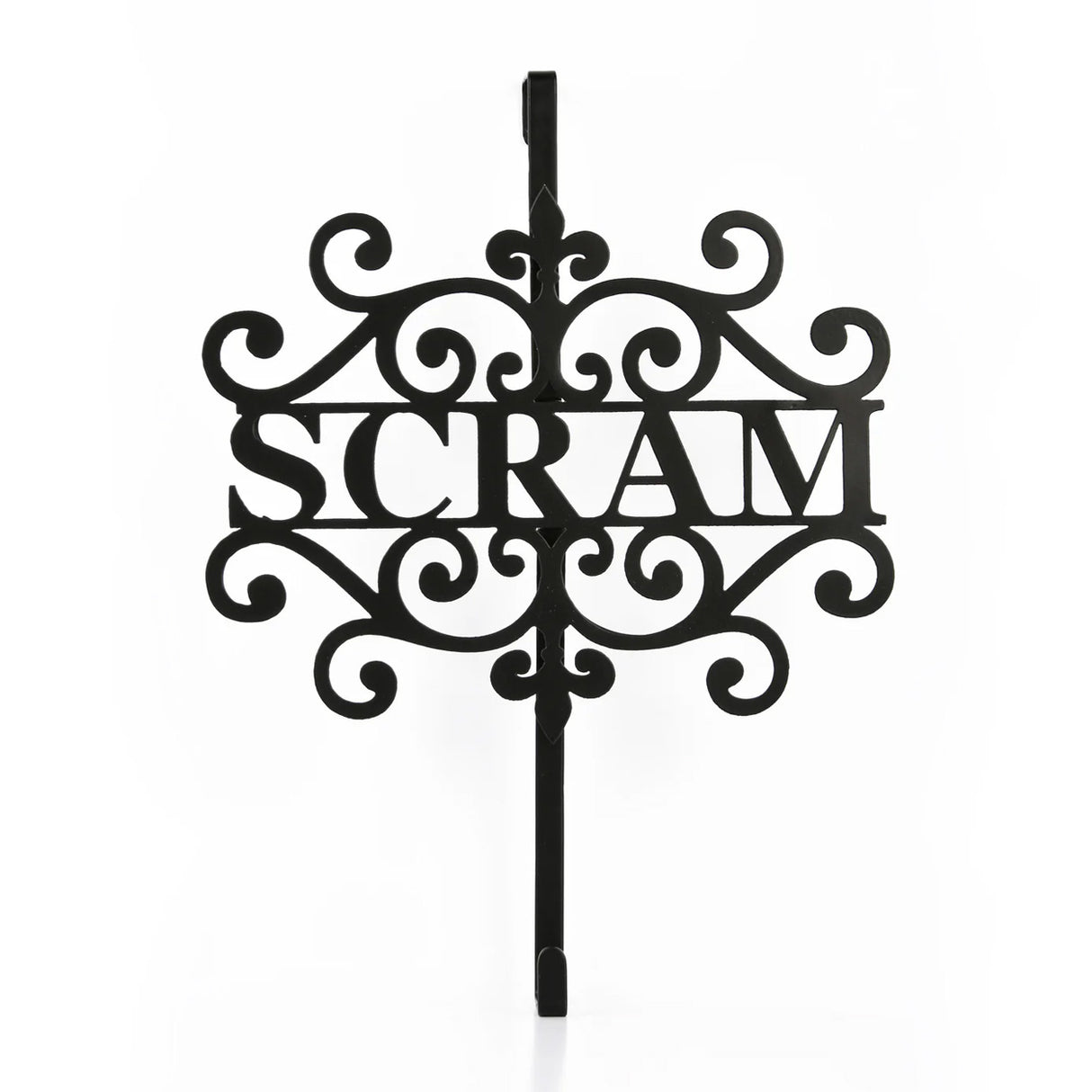 16IN Halloween “Scram” Metal Wreath Hanger Door Decor