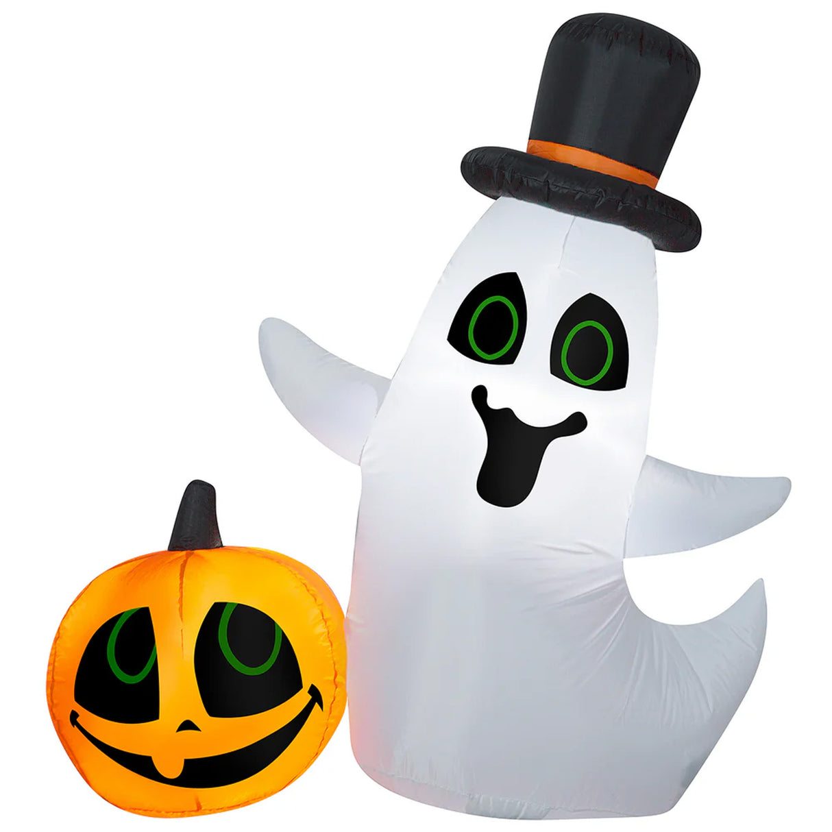 4FT Inflatable Smiling Ghost with Pumpkin Halloween Decor