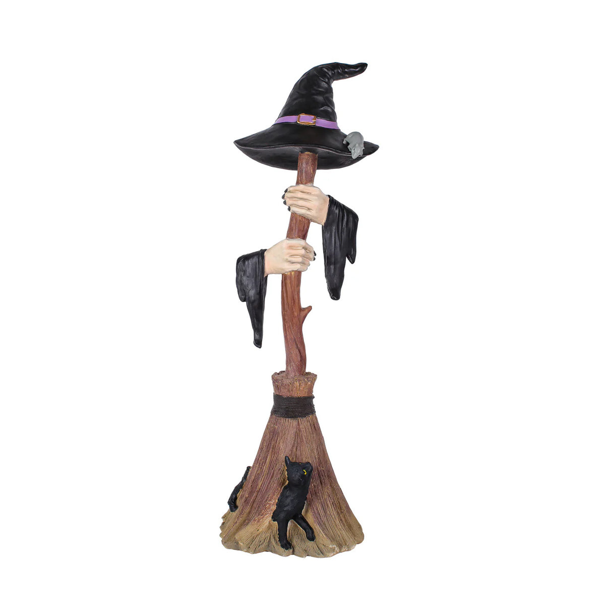 48IN Halloween Witch Broom with Arms & Hat Table Decor