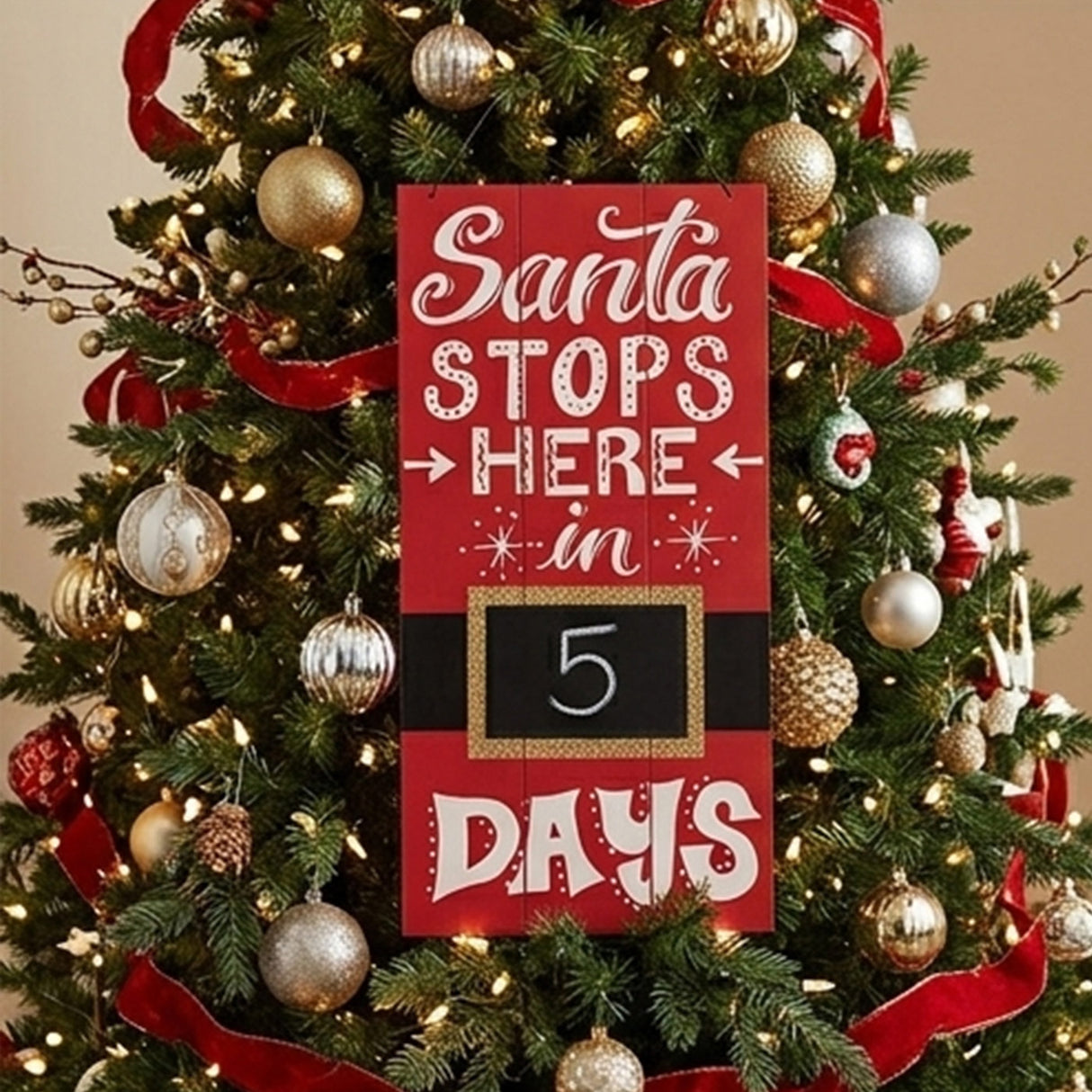22IN Santa Countdown Chalkboard Christmas Wall Art Sign