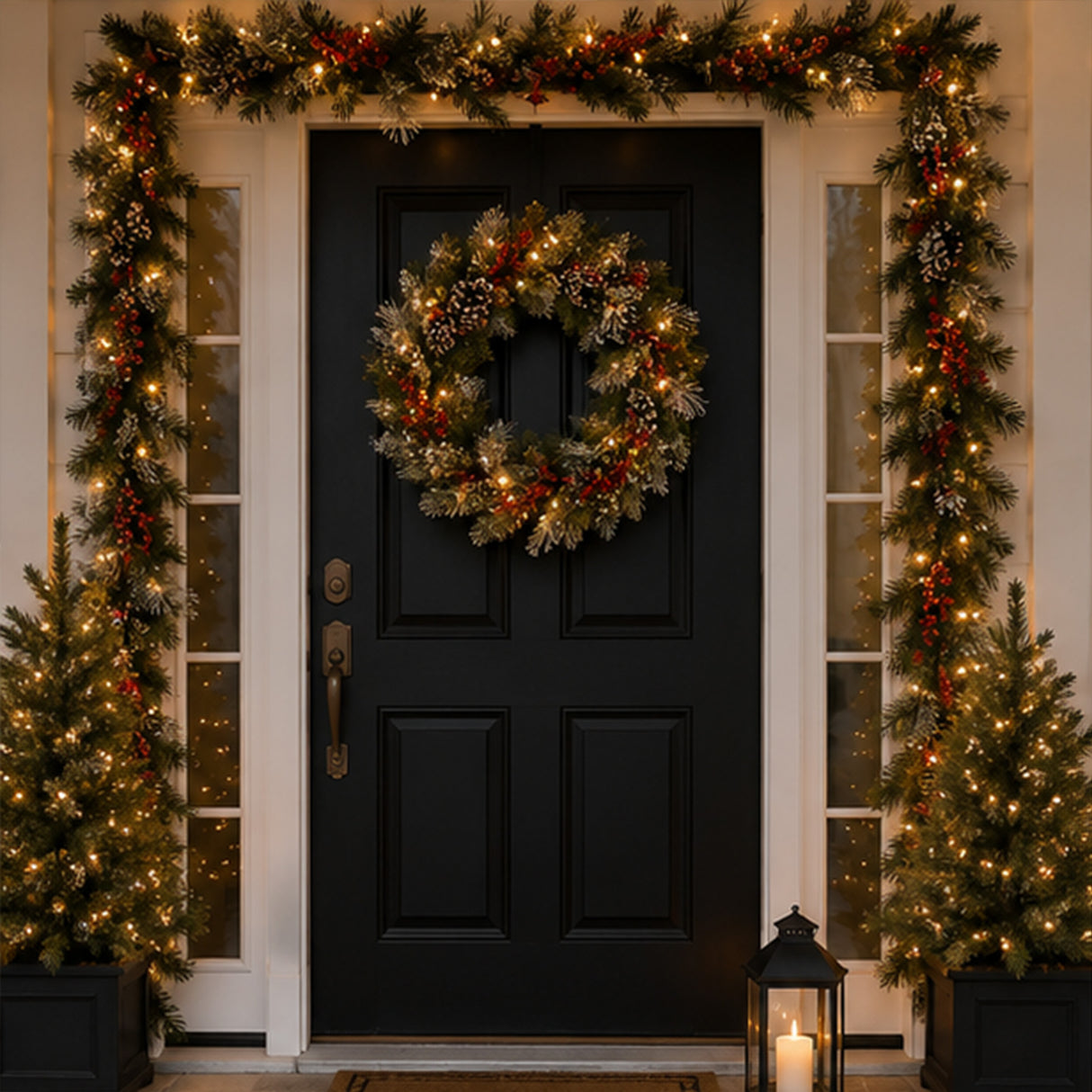 9FT Pre Lit Wintry Berry Garland with Clear Lights
