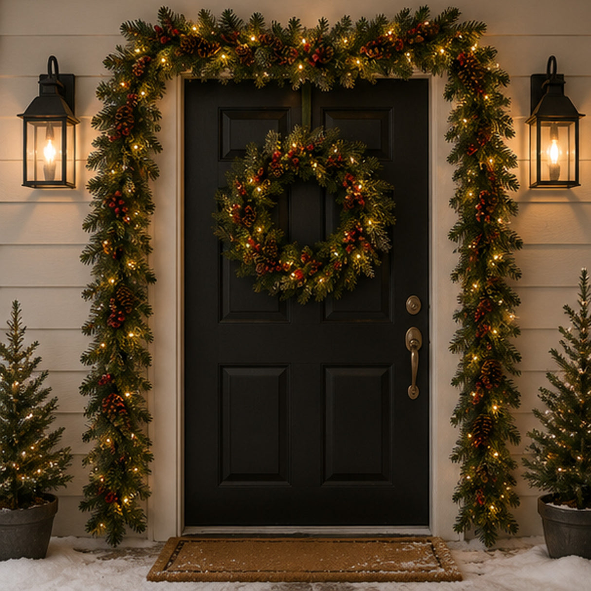 Pre-Lit Crestwood Spruce Garland with Warm White LED Lights, 9 Foot