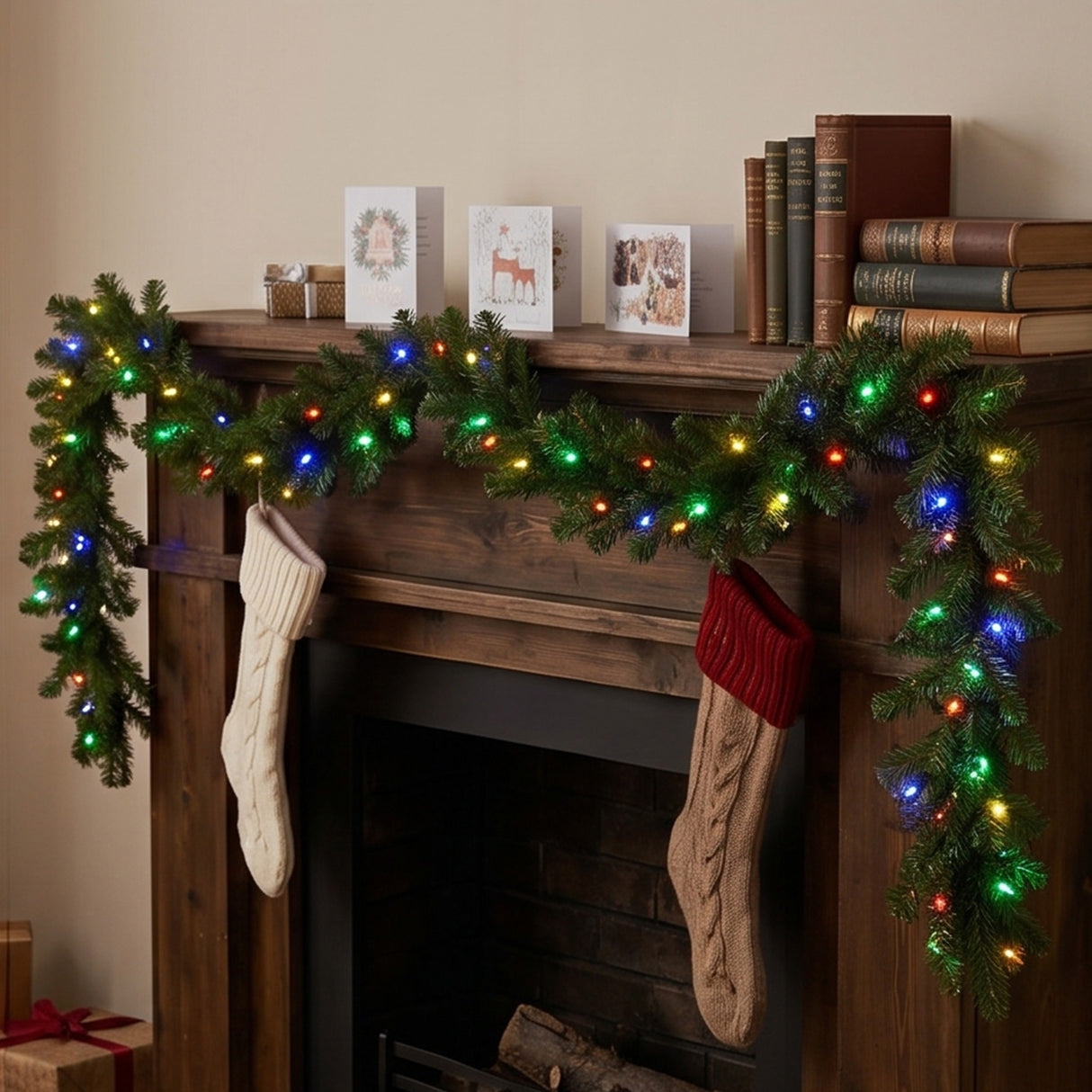 Pre-Lit Norwood Fir Garland with Multicolor LED Lights, 9 Foot