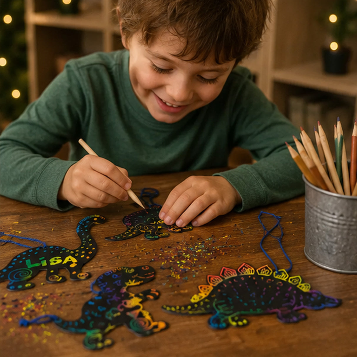 Magic Color Scratch Dinosaur Ornament Craft Kit 24 Pack