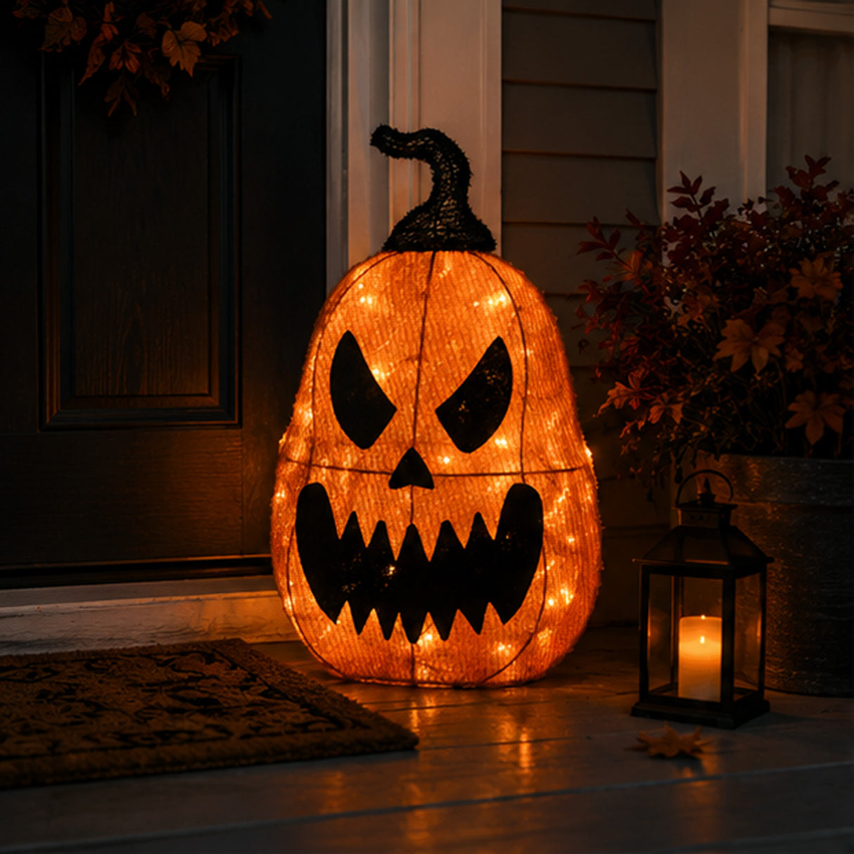 16IN Pre-Lit Scary Jack-O-Lantern Outdoor Halloween LED Decoration