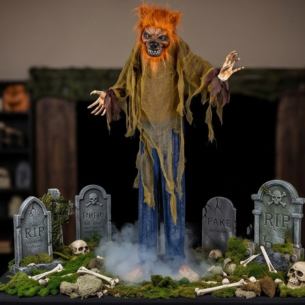 63 in Animated Sound Activated Werewolf Halloween LED Decor