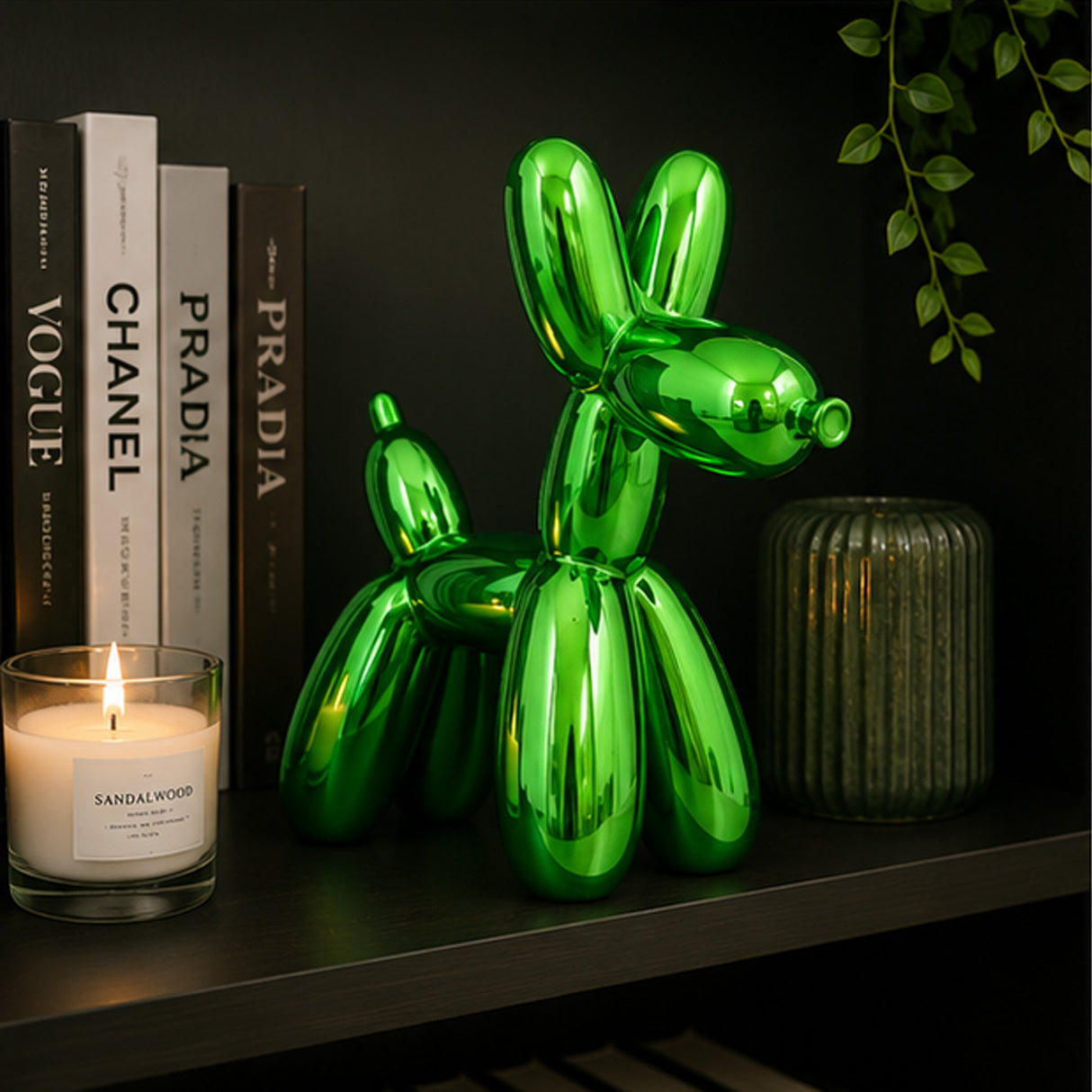 11IN Green Balloon Dog Figurine Halloween Table Decor