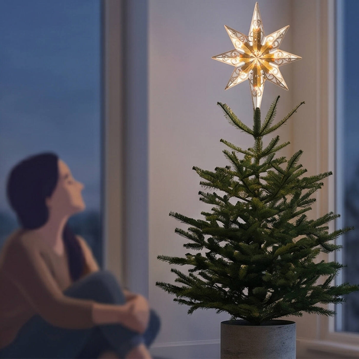 11IN Tree Top Star with Dual Color LED Lights