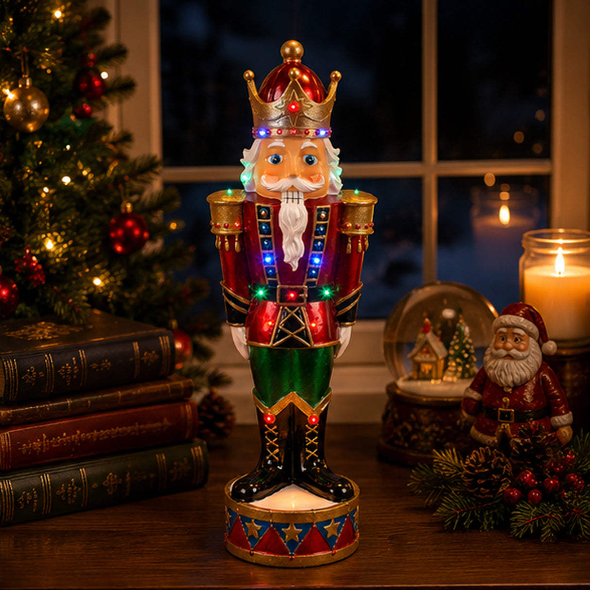 36IN Pre-Lit Nutcracker Christmas Decoration with Multicolor LED Lights Plug-In