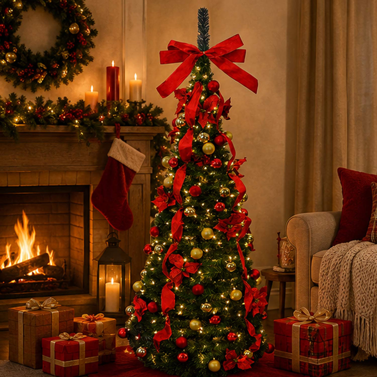 6FT Pre Lit Party Pop Up Christmas Tree with Lights