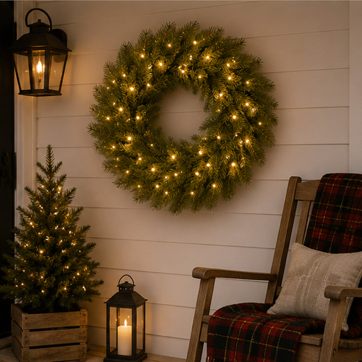 Pre-Lit 24 in. Norwood Fir Christmas Wreath with Twinkly Smart LED Lights