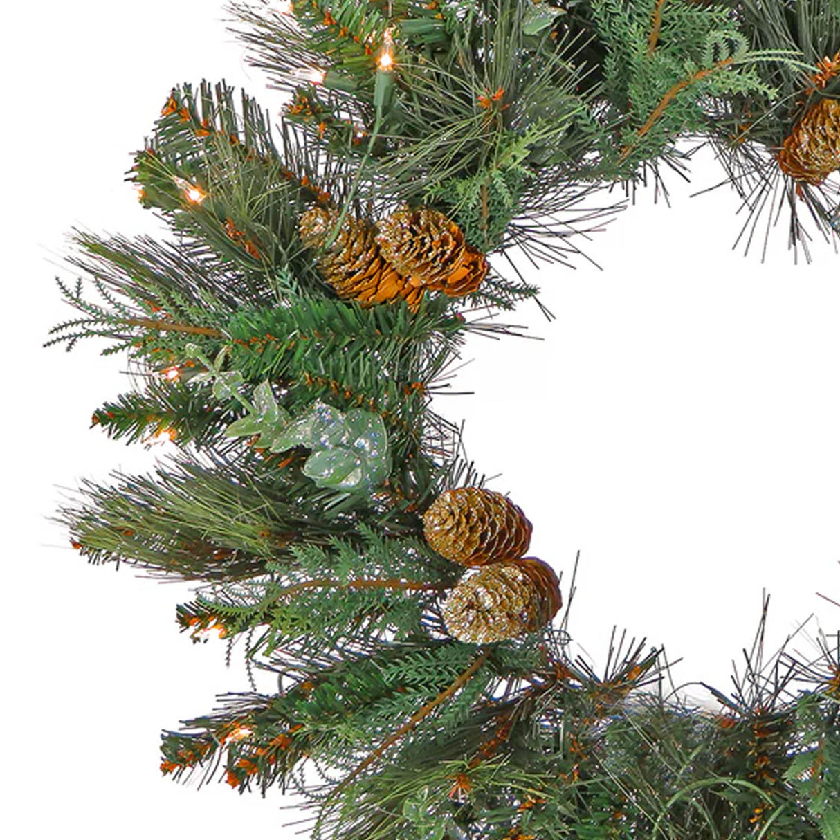 30IN Pre Lit North Conway Christmas Wreath with Clear Lights